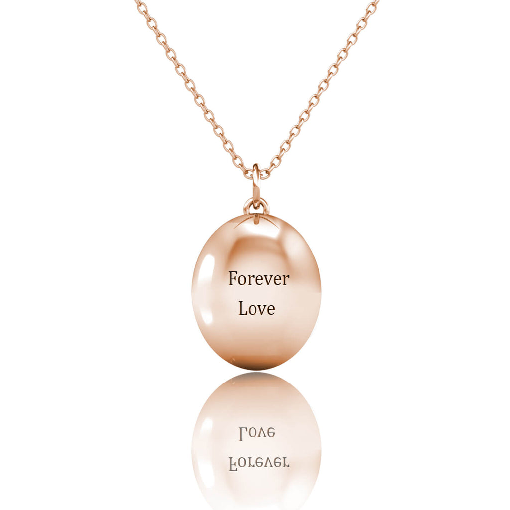 Personalised Photo Oval Locket Necklace with Picture Inside Rose Gold