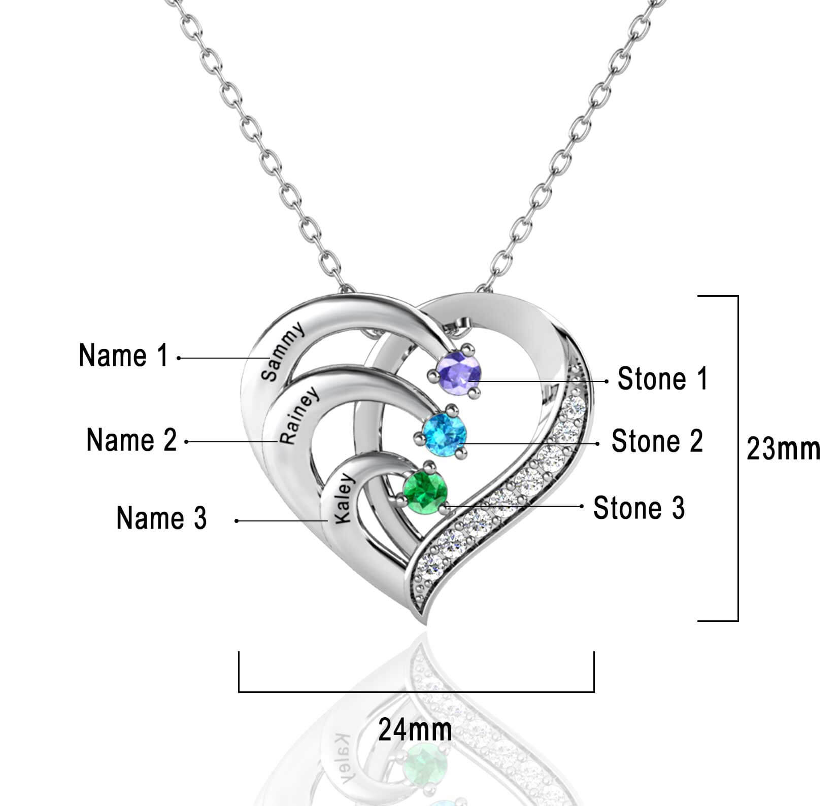 Custom 2 Stone Personalized Mothers Necklace or Couples Necklace Love  Design | Think Engraved