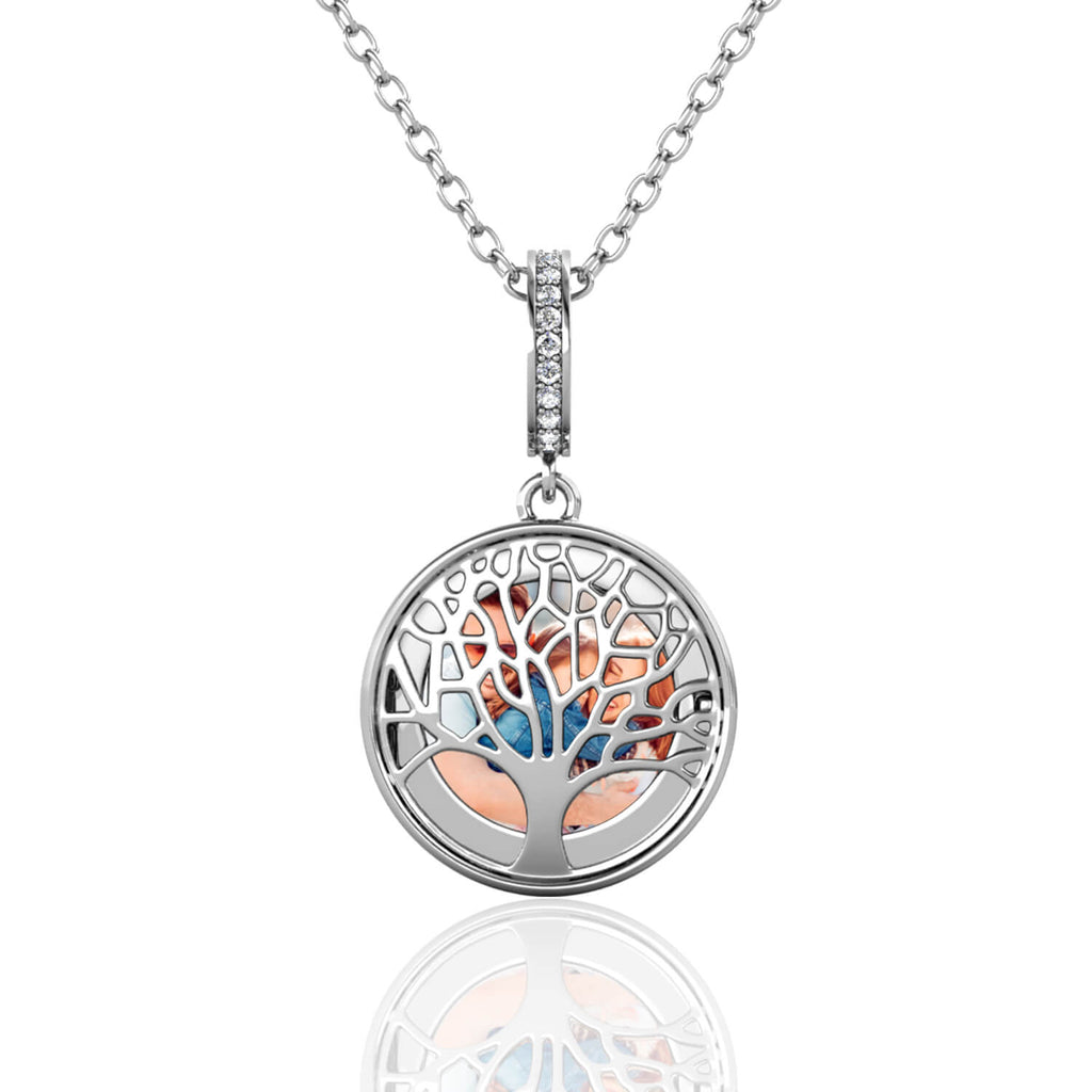 Personalised Photo Round Family Tree Locket Necklace Sterling Silver