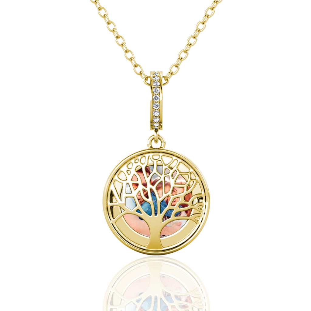 Personalised Photo Round Family Tree Locket Necklace Gold