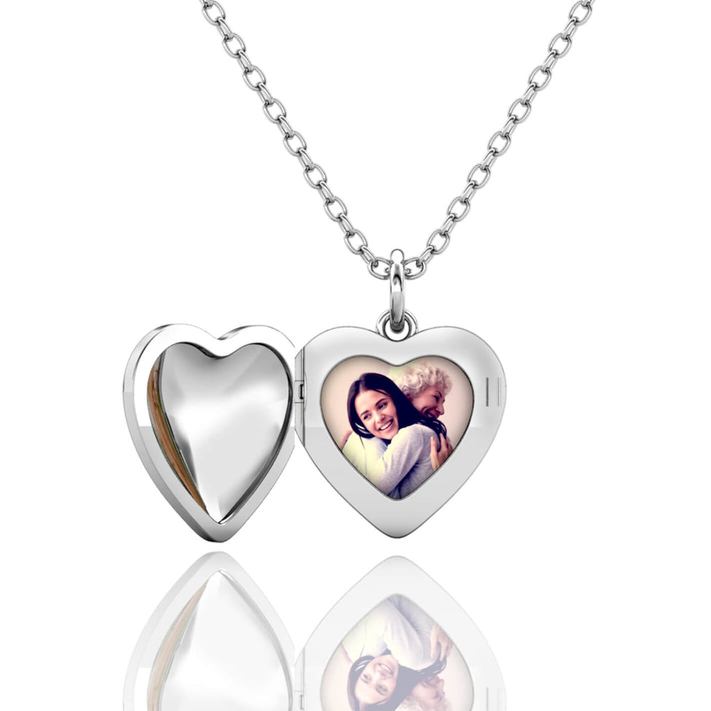 Personalised Photo Heart Locket Necklace with Picture Inside Sterling Silver