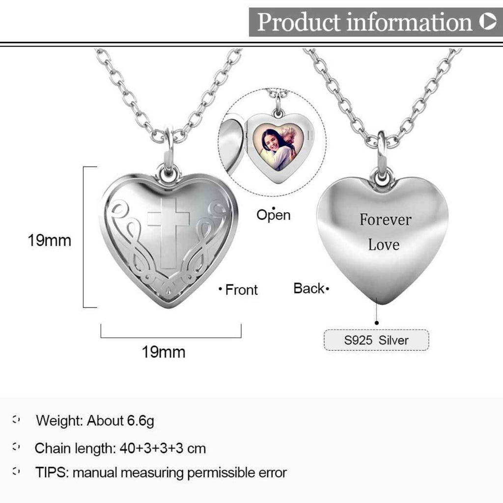 Personalised Photo Heart Locket Necklace with Picture Inside Sterling Silver