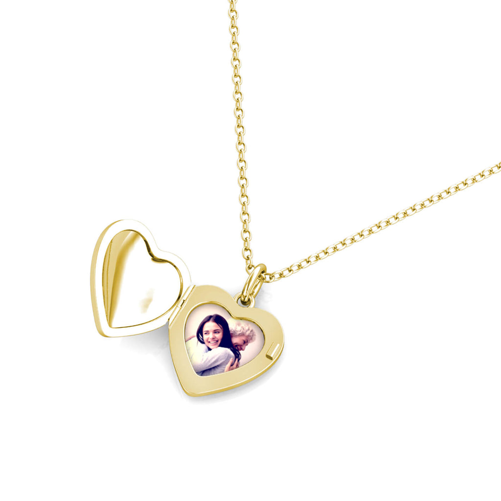 Personalised Photo Heart Locket Necklace with Picture Inside Gold