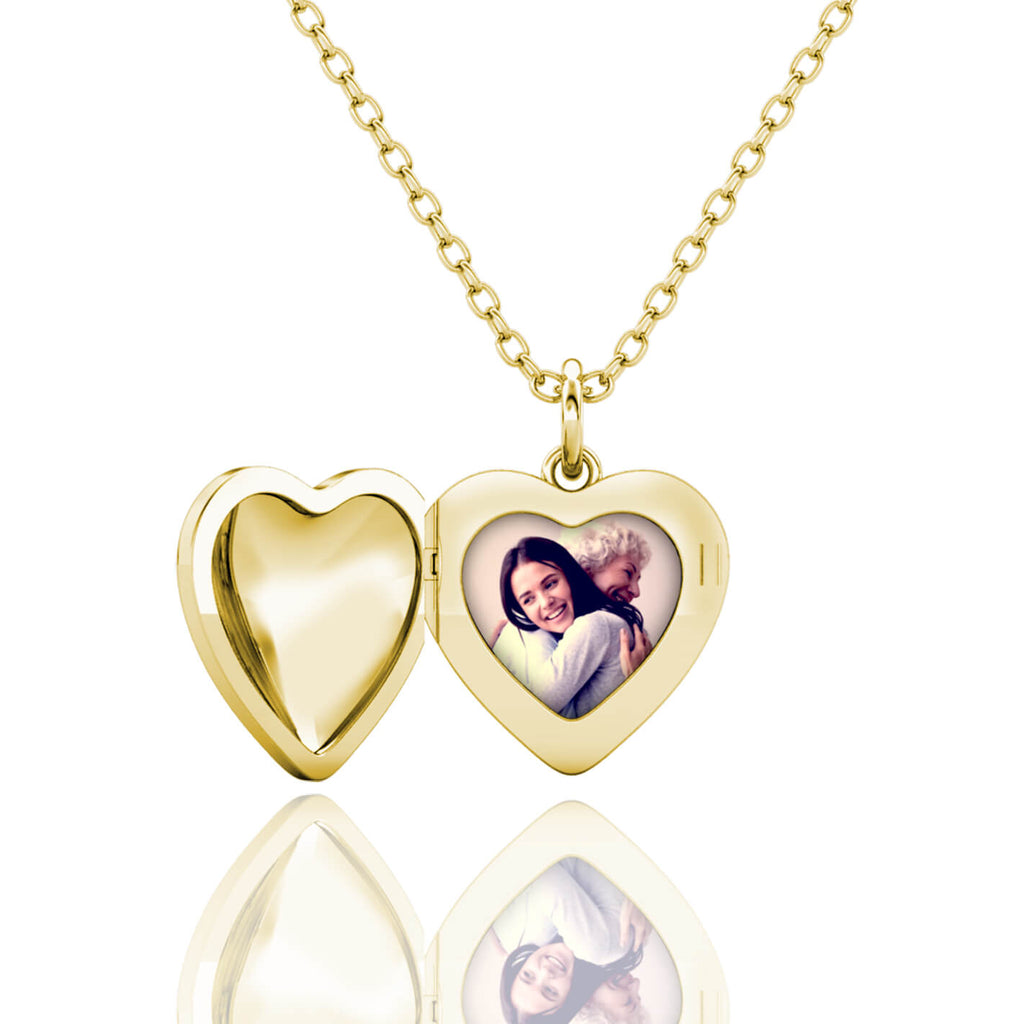 Personalised Photo Heart Locket Necklace with Picture Inside Gold