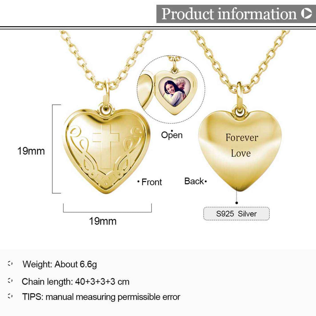 Personalised Photo Heart Locket Necklace with Picture Inside Gold