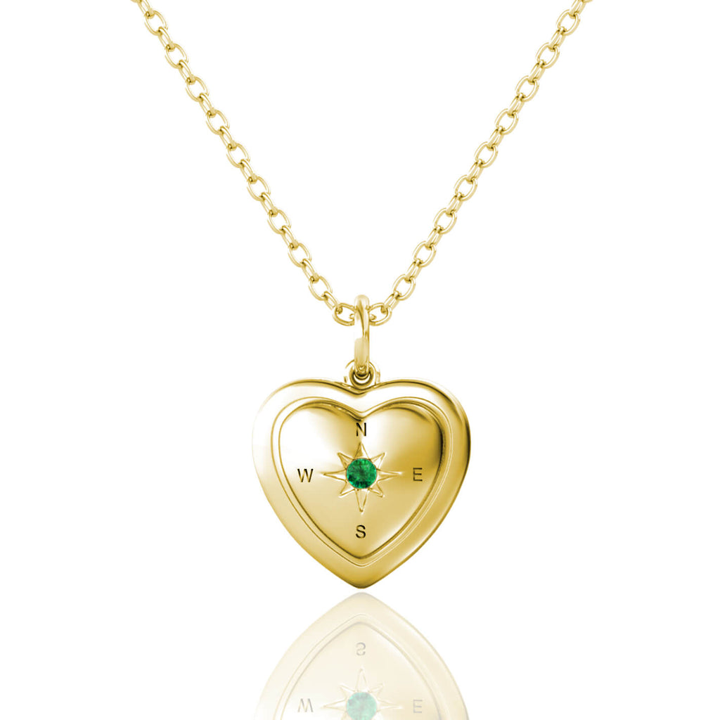 Personalised Photo Heart Locket Necklace with Birthstone Gold