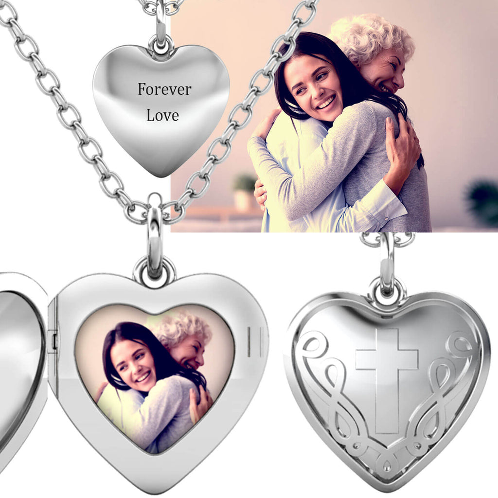 Personalised Photo Heart Locket Necklace with Picture Inside Sterling Silver