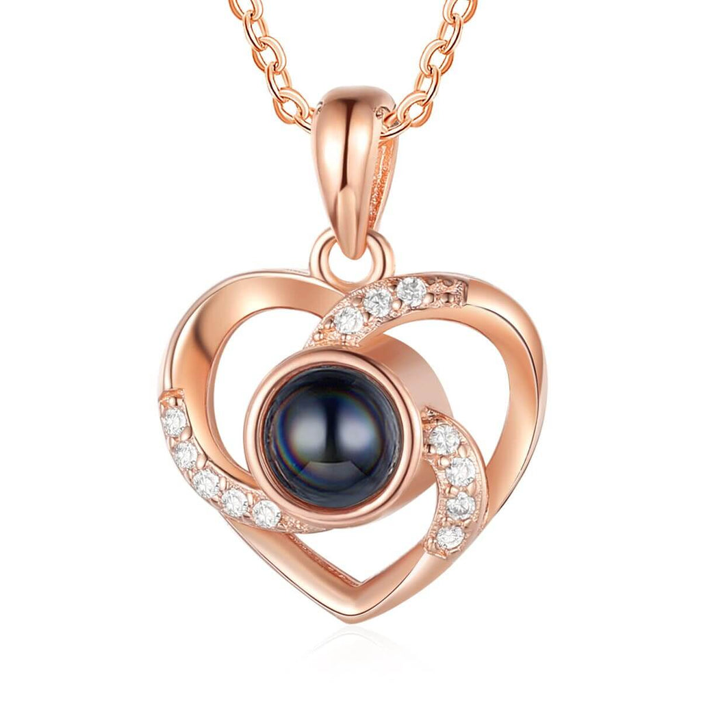 Personalised Heart Photo Projection Necklace - Rose Gold