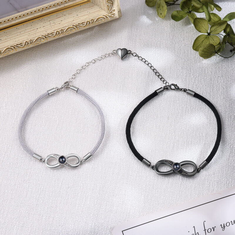 Personalised Infinity Charm Photo Projection Couple Bracelet