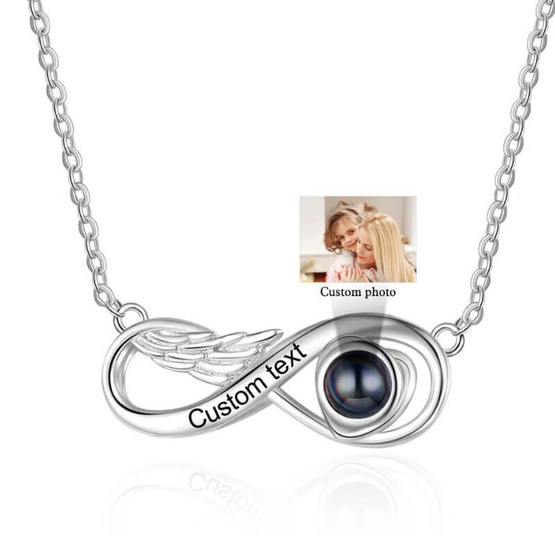 Personalised Infinity Photo Projection Necklace - Silver