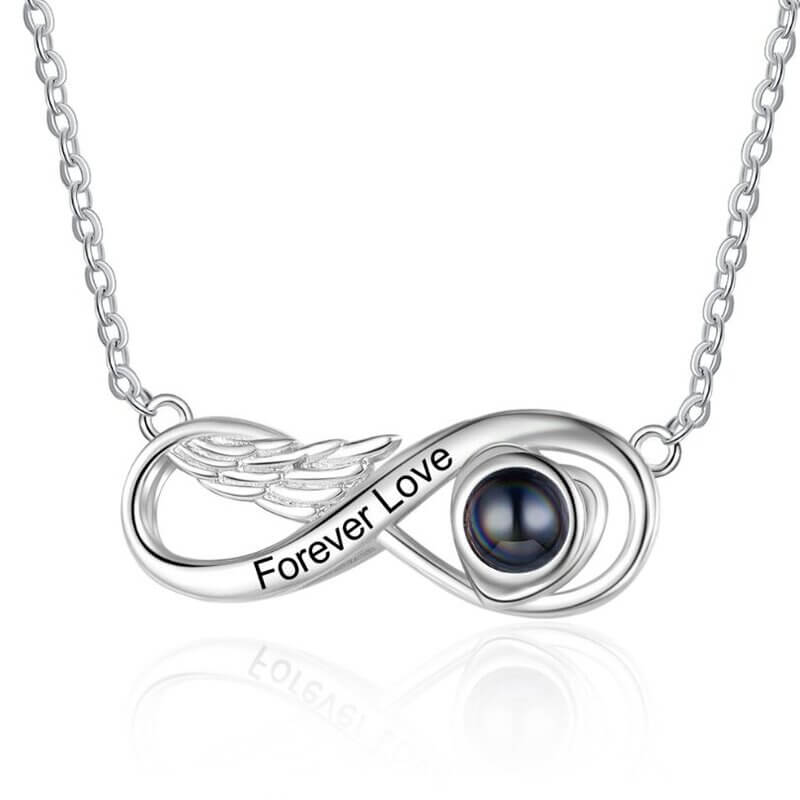 Personalised Infinity Photo Projection Necklace - Silver