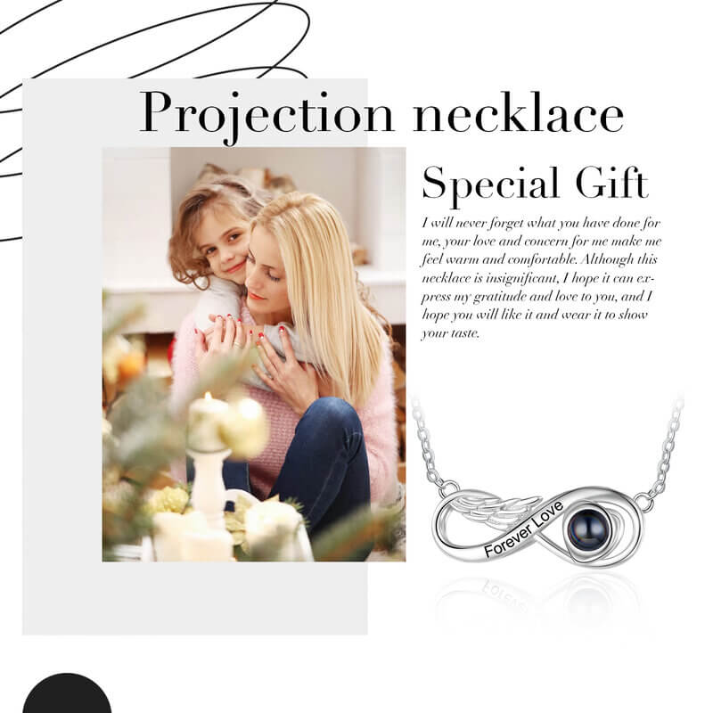 Personalised Infinity Photo Projection Necklace - Silver