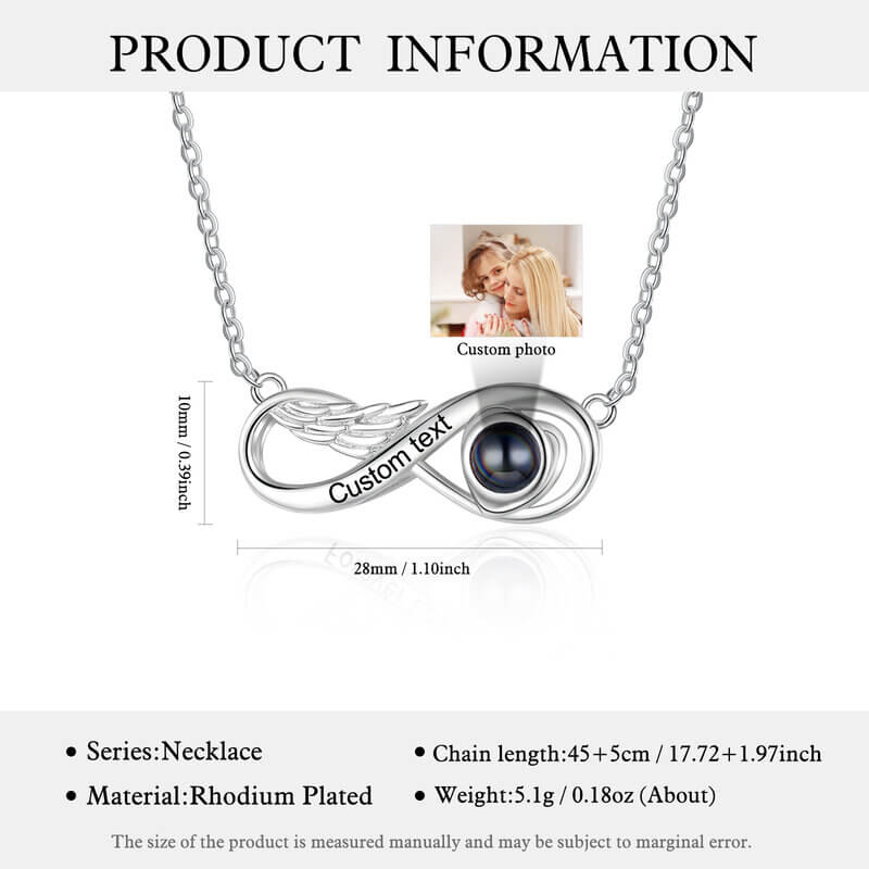 Personalised Infinity Photo Projection Necklace - Silver