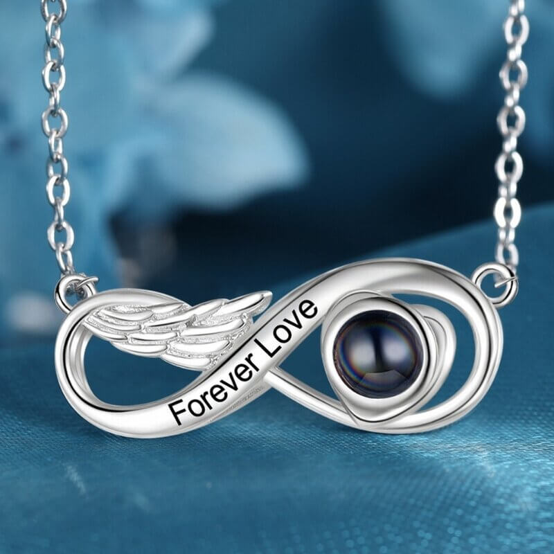 Personalised Infinity Photo Projection Necklace - Silver