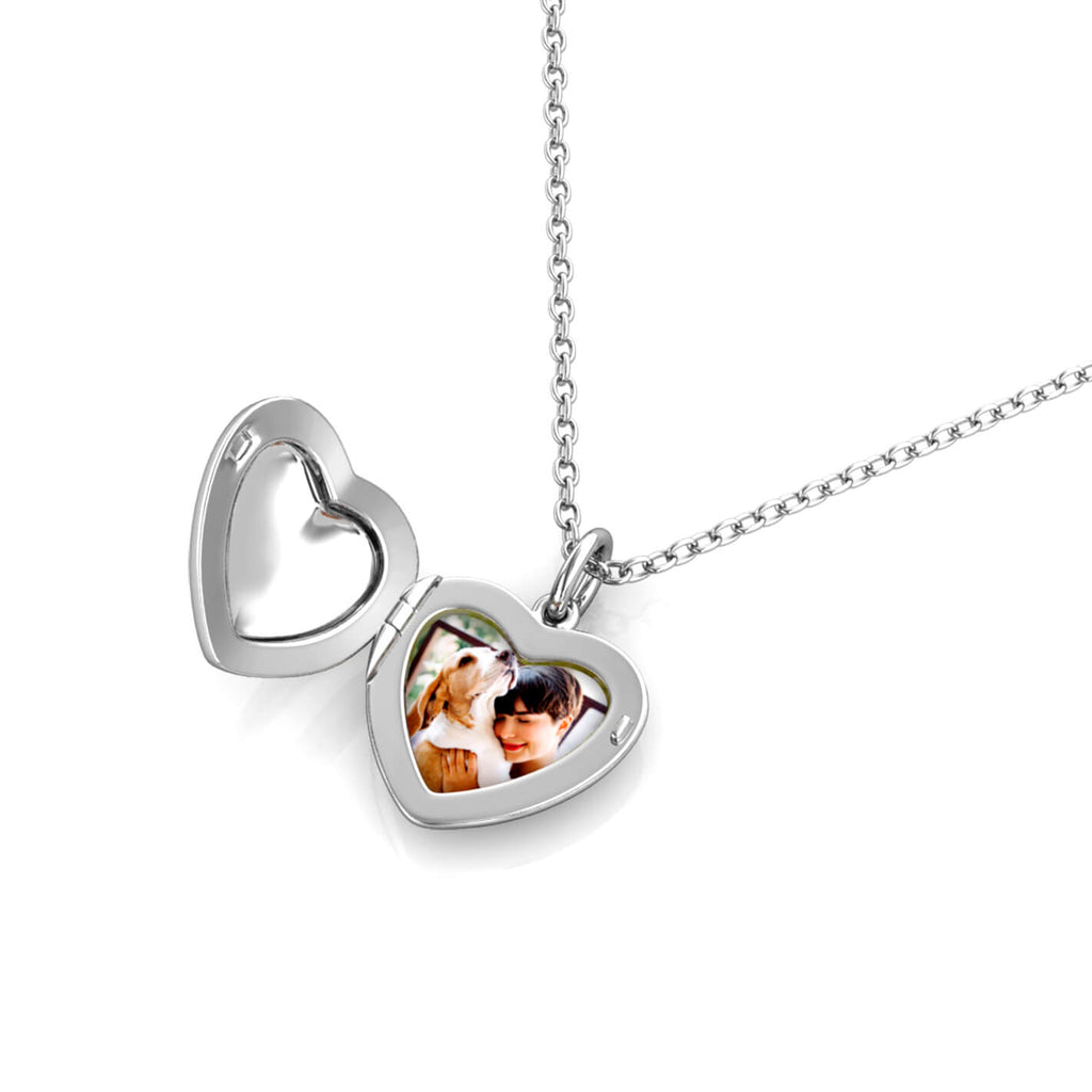 Personalised Photo Heart Locket Necklace with Picture Inside Sterling Silver