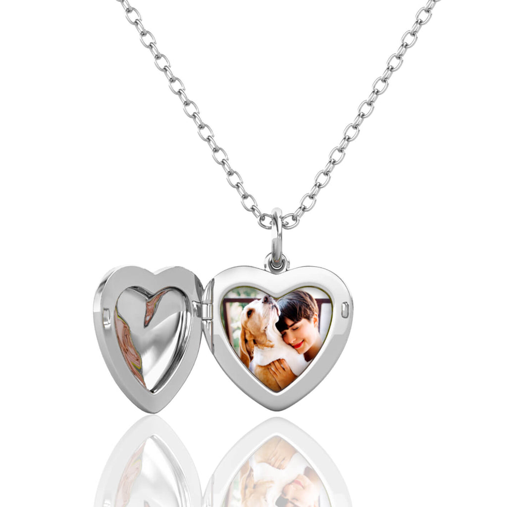 Personalised Photo Heart Locket Necklace with Picture Inside Sterling Silver