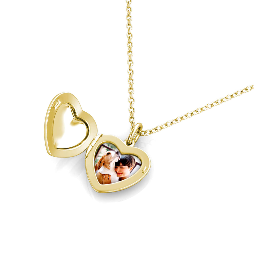 Gold Personalised Photo Heart Locket Necklace with Picture Inside