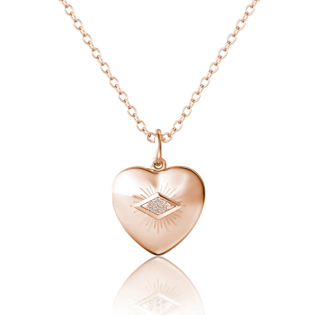 Rose Gold Personalised Photo Heart Locket Necklace with Picture Inside