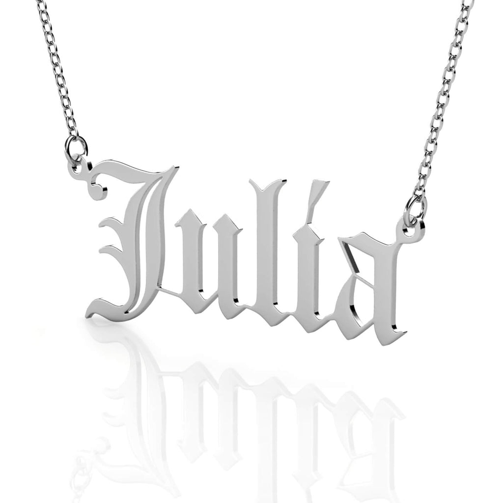 Personalised Old English Name Necklace Sterling Silver