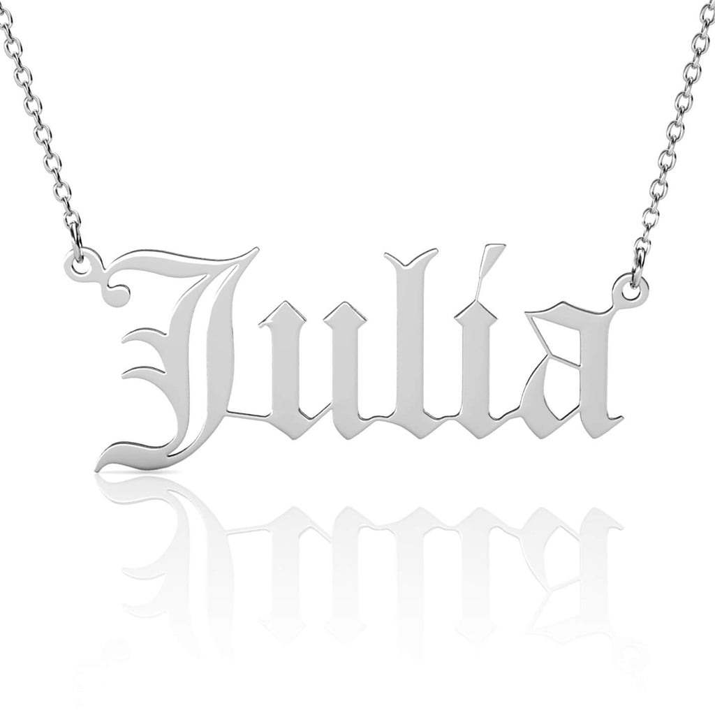 Personalised Old English Name Necklace Sterling Silver