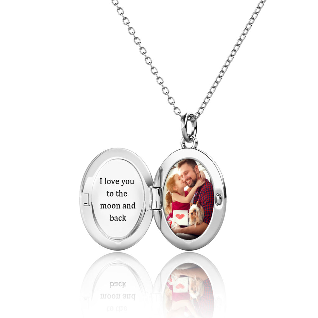 Personalised Photo Oval Locket Necklace with Picture Inside Sterling Silver
