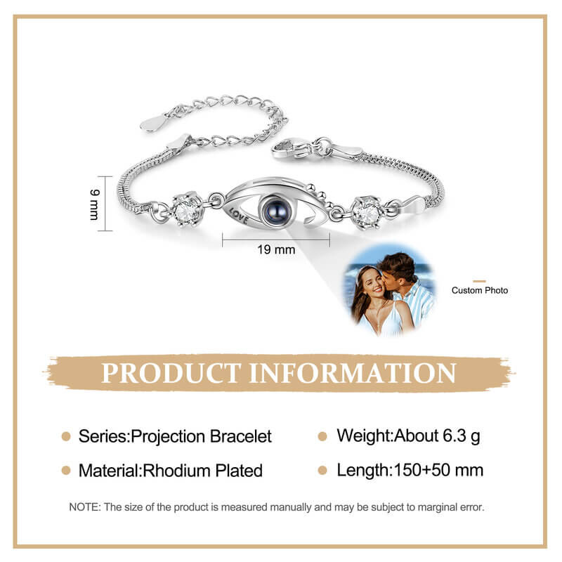 Personalised Photo Projection Bracelet - Eye Charm Photo Bracelet