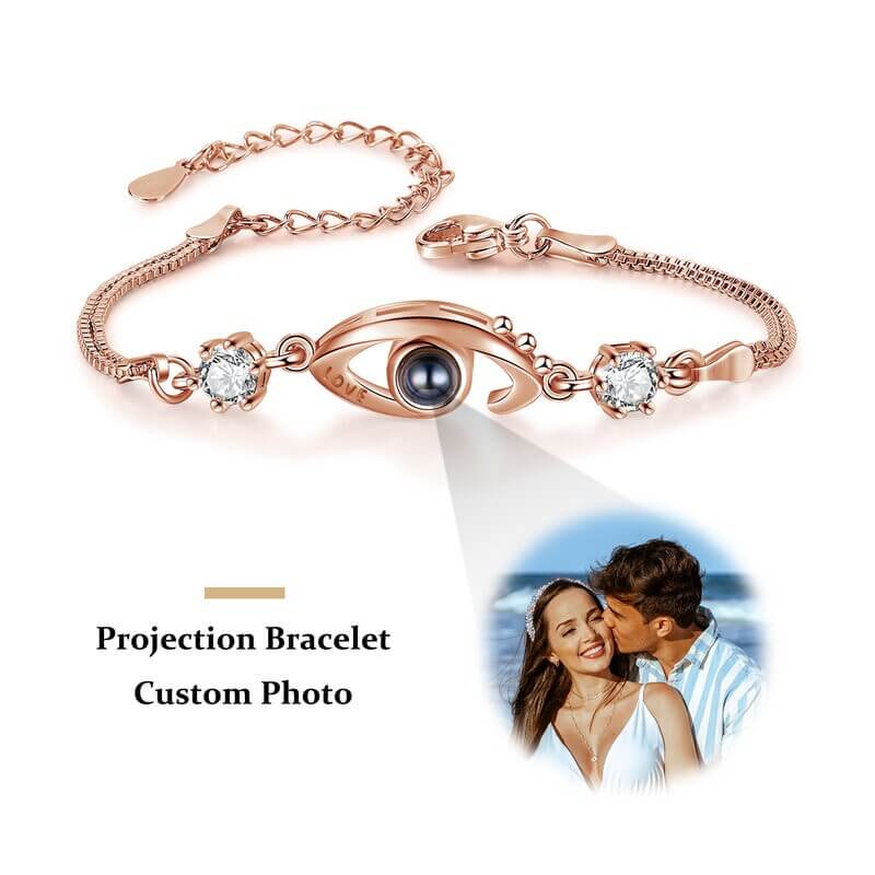 Personalised Photo Projection Bracelet - Eye Charm Photo Bracelet