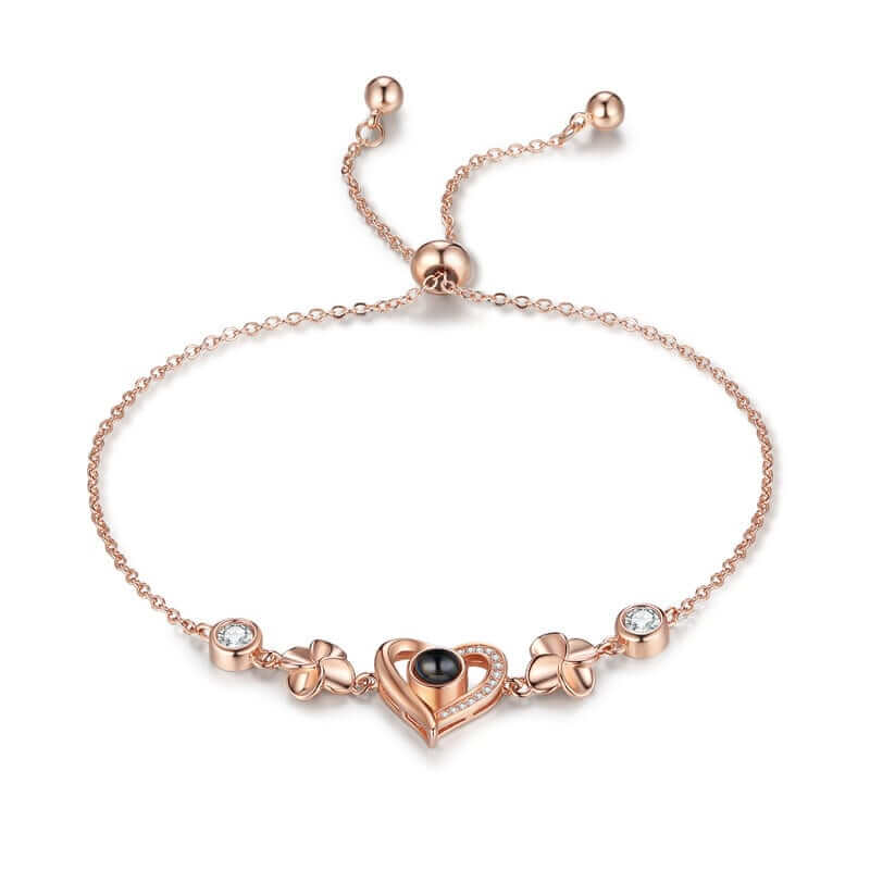 Personalised Photo Projection Heart Bracelet Rose Gold