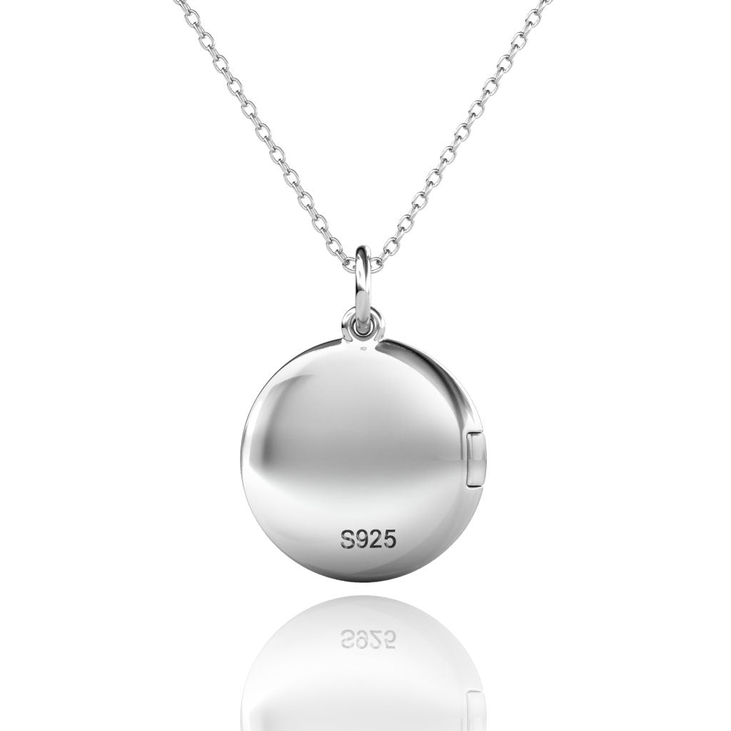 Personalised Photo Round Locket Necklace with Picture Inside Sterling Silver
