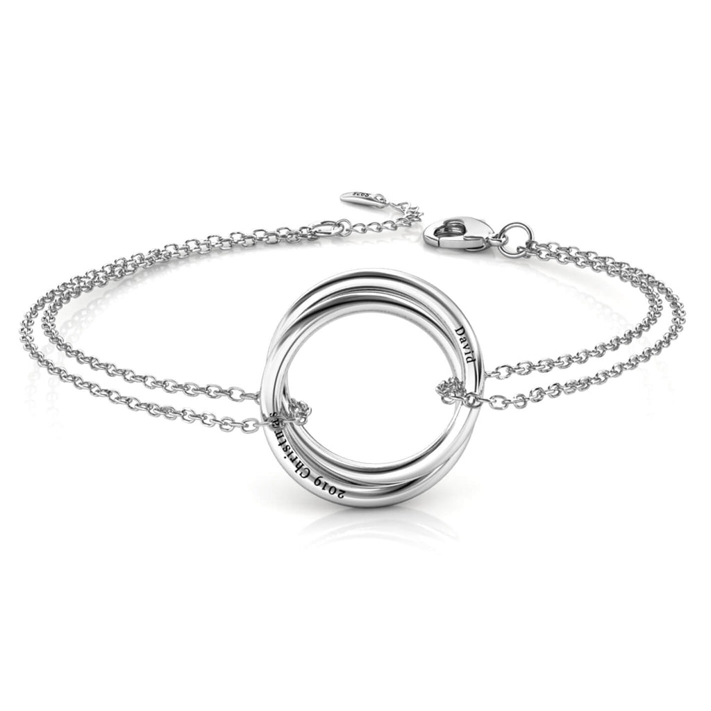Personalised Engraved Russian 2 Ring Bracelet Sterling Silver