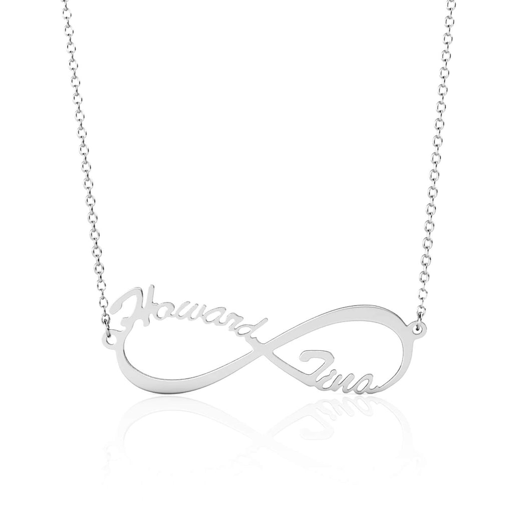 Personalised Infinity Two Names Necklace Sterling Silver