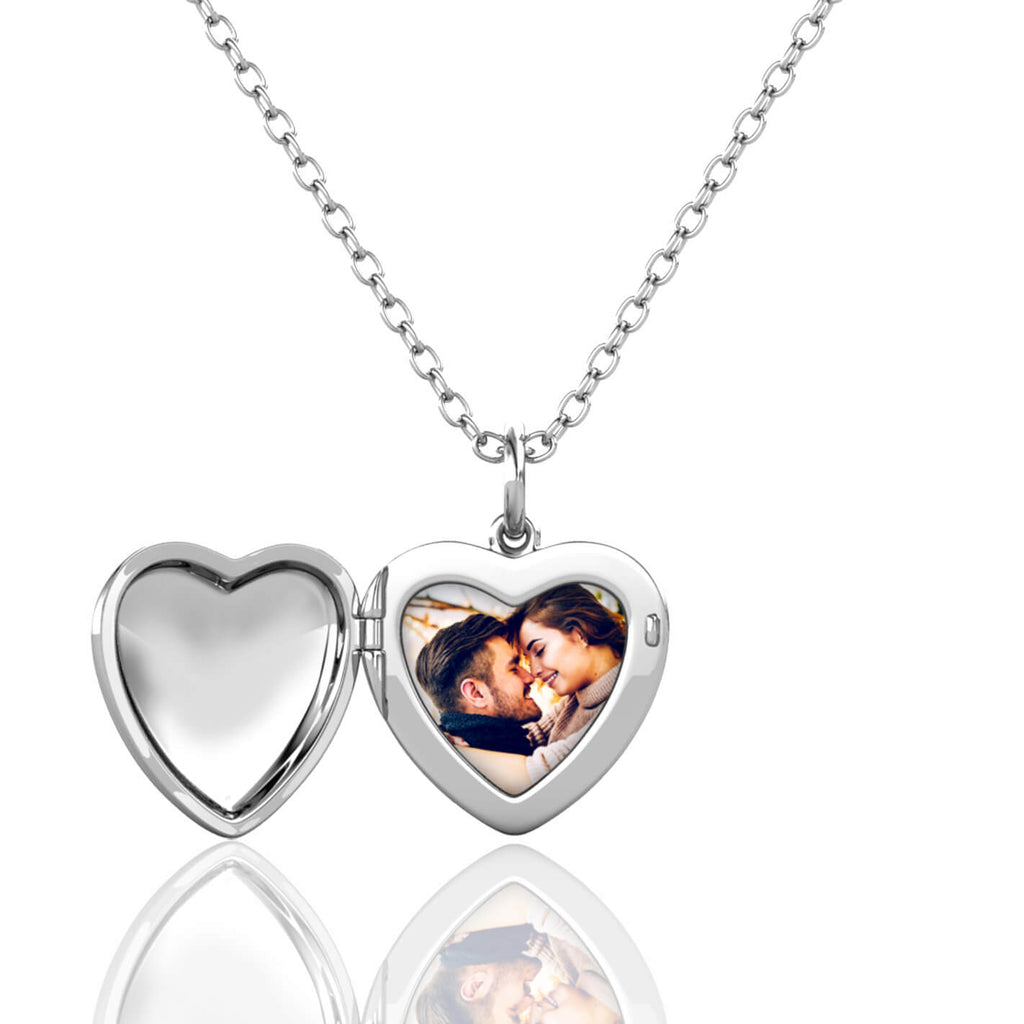Personalised Heart Locket with Photo - Locket with Picture Inside - Sterling SilverPersonalised Photo Heart Locket Necklace with Birthstone Sterling Silver
