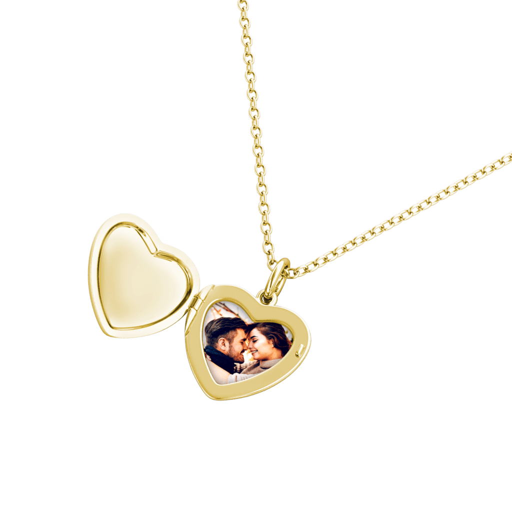 Personalised Photo Heart Locket Necklace with Birthstone Gold Plated