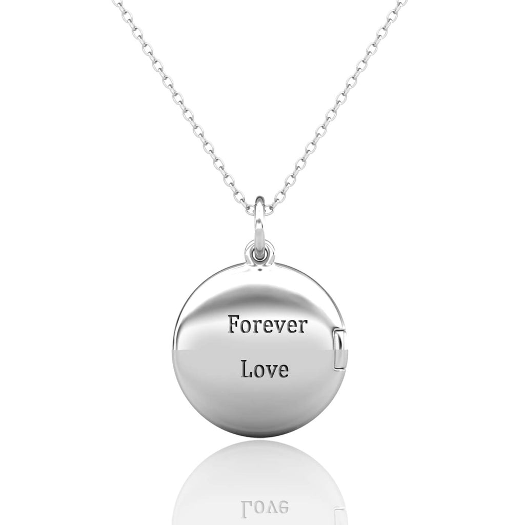 Personalised Photo Round Locket Necklace Sterling Silver with Birthstone