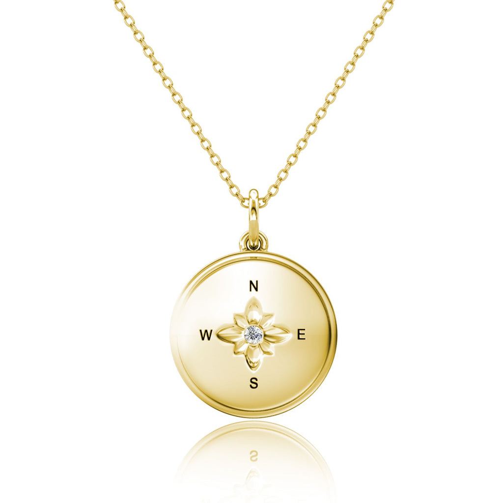 Personalised Photo Round Locket Necklace with Birthstone - Yellow Gold