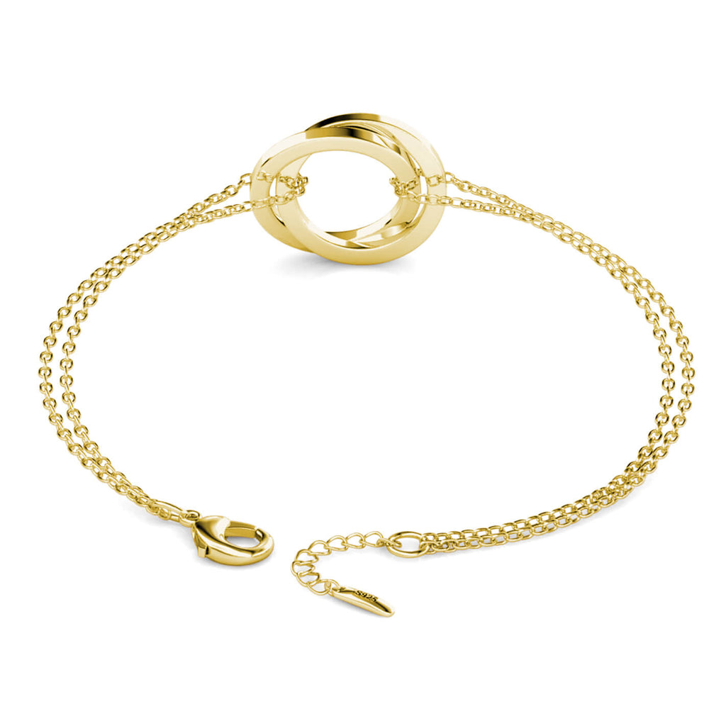 Personalised Russian 2 Ring Bracelet with Engraved Names Yellow Gold