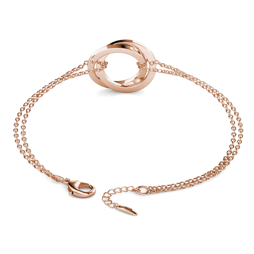 Personalised Russian 2 Ring Bracelet with Engraved Names Rose Gold