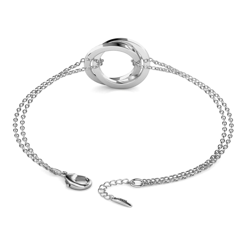 Personalised Russian 2 Ring Bracelet with Engraved Names Sterling Silver