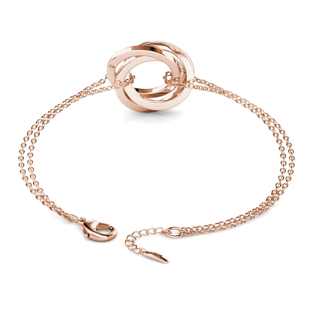 Personalised Russian 3 Ring Bracelet with Engraved Names Rose Gold