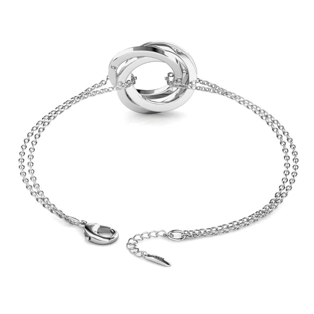 Personalised Russian 3 Ring Bracelet with Engraved Names Sterling Silver