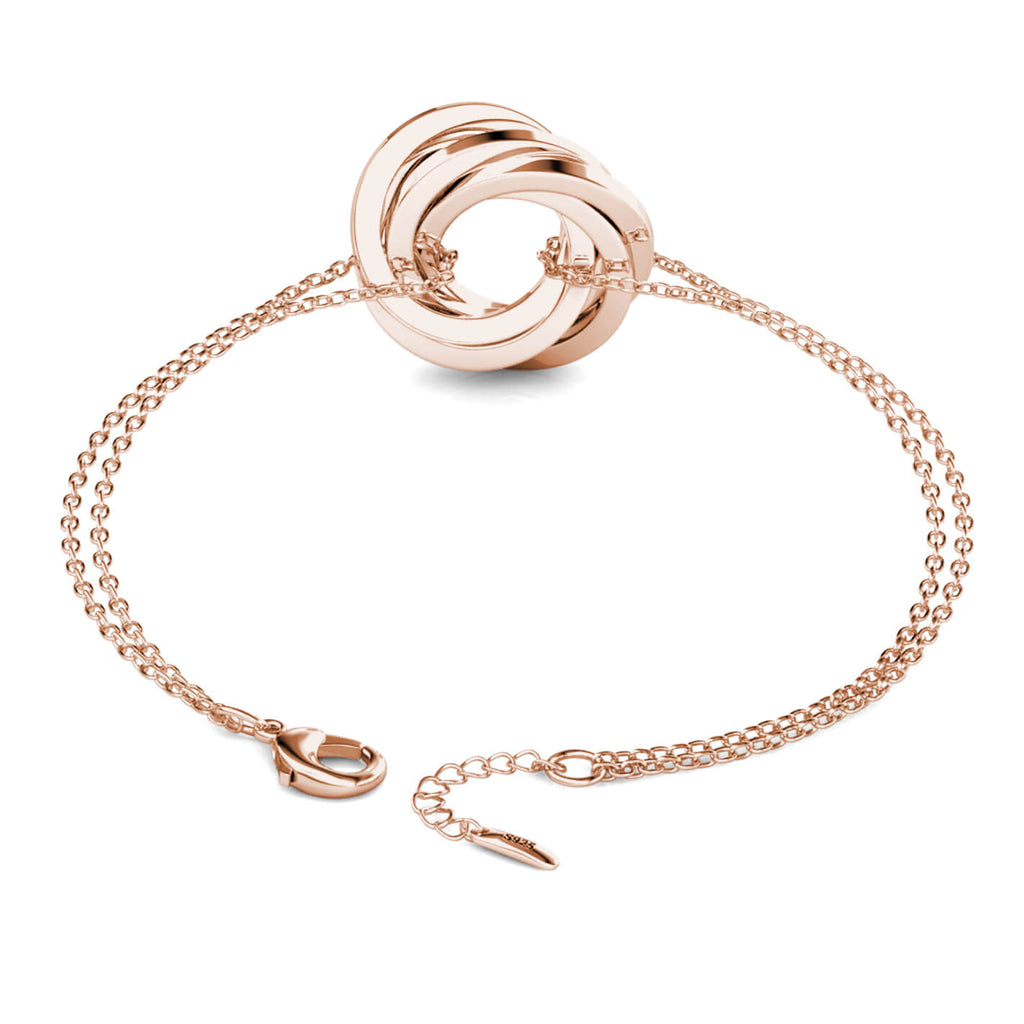 Personalised Russian 5 Ring Bracelet with Engraved Names Rose Gold