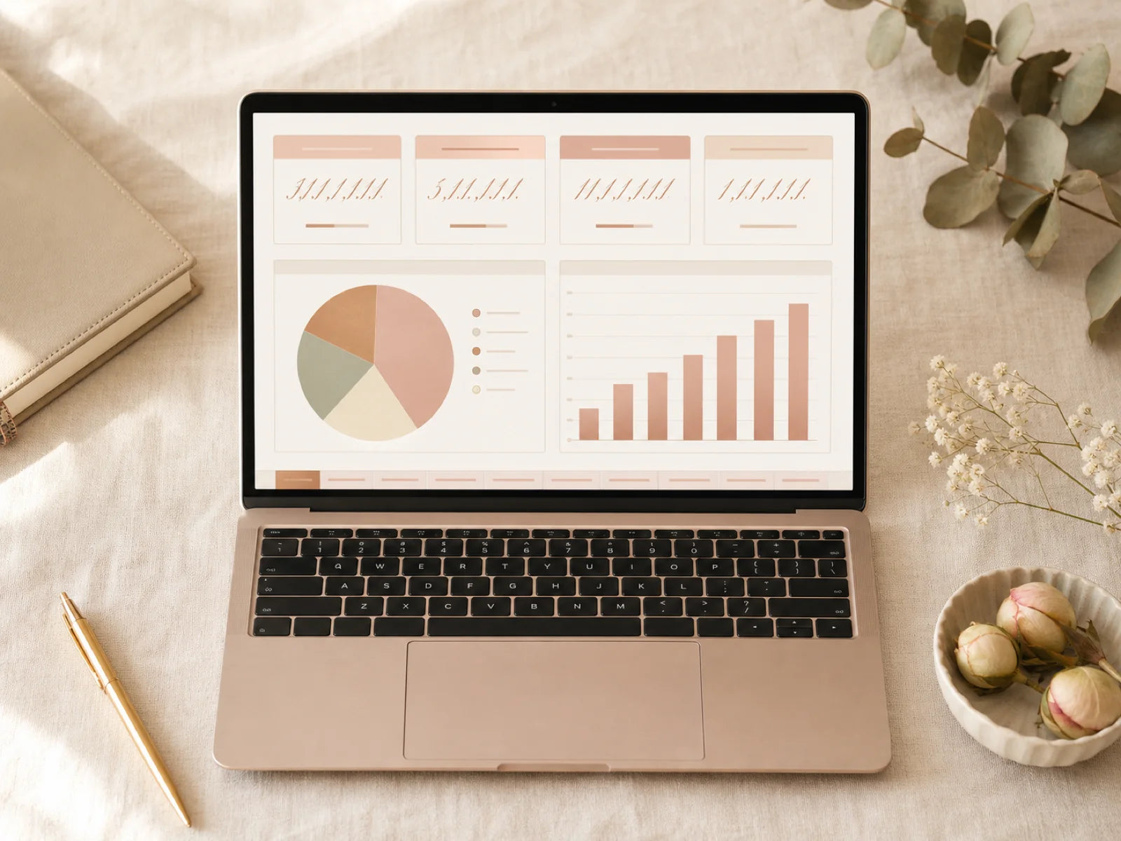 Multi-Currency Wedding Budget Tracker dashboard styled in warm wedding palette
